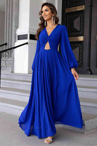 Twist Front Cutout Long Sleeve Dress Trandify deal