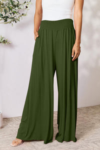 Double Take Full Size Smocked Wide Waistband Wide Leg Pants Trandify deal
