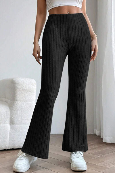 Basic Bae Full Size Ribbed High Waist Flare Pants Trandify deal