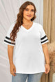 Plus Size Striped V-Neck Tee Shirt Trandify deal