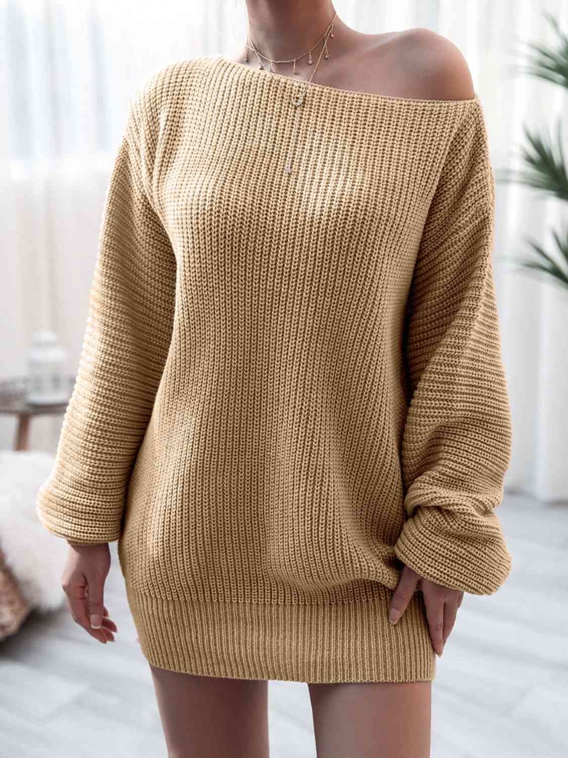 Rib-Knit Mini Sweater Dress Trandify deal