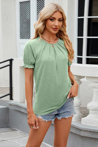 Round Neck Flounce Sleeve T-Shirt Trandify deal