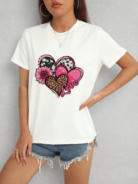 Heart Round Neck Short Sleeve T-Shirt Trandify deal