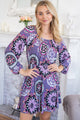 White Birch Printed Long Sleeve Mini Dress with Short Liner Trandify deal