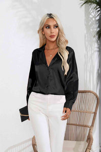 Lapel Collar Button Up Long Sleeve Shirt Trandify deal