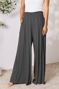 Double Take Full Size Smocked Wide Waistband Wide Leg Pants Trandify deal