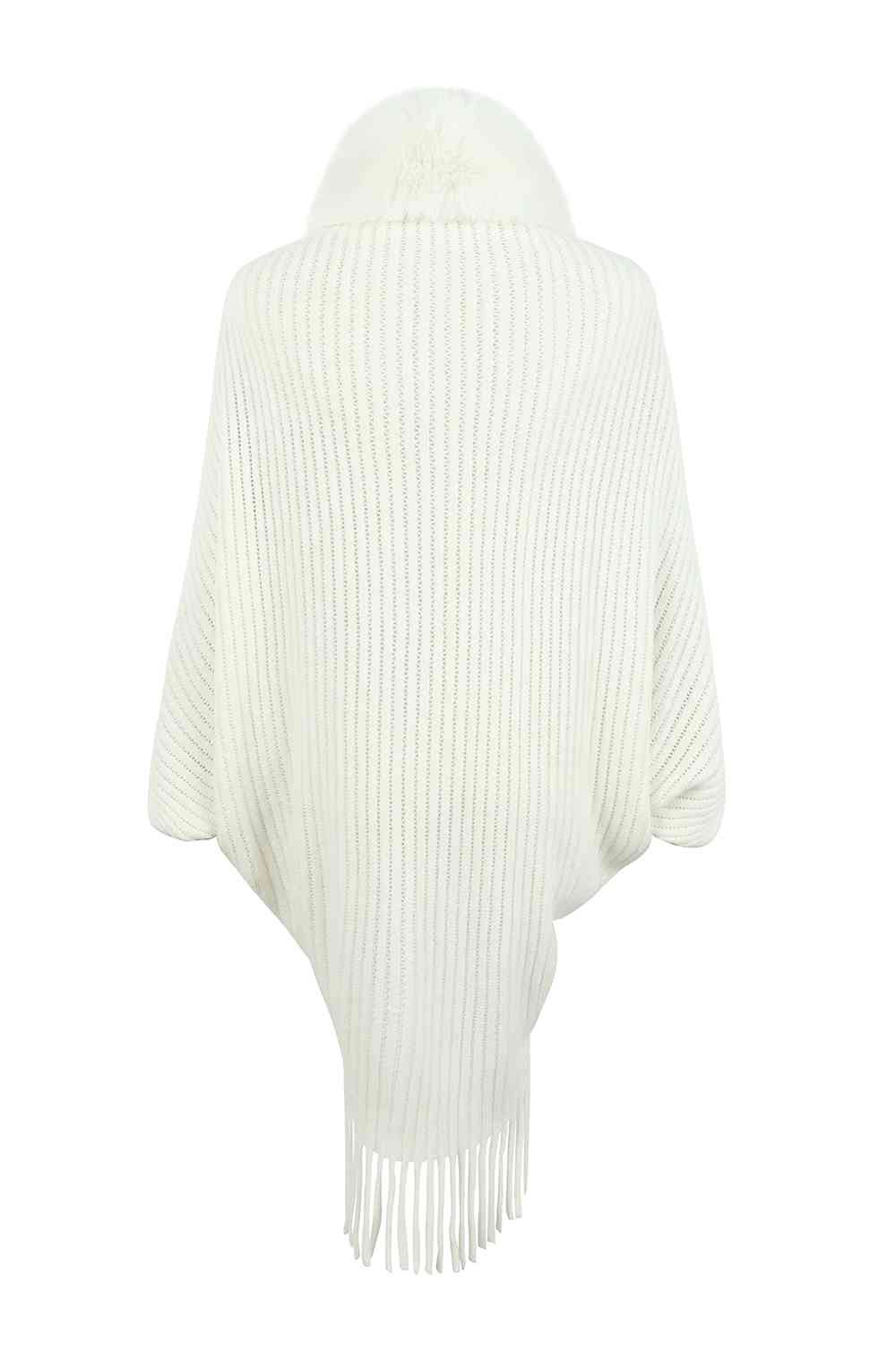 Ribbed Poncho with Fringe Hem - Perfect for Fall Outfits - TrandifyDeal