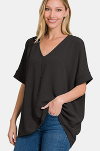 Zenana Full Size V-Neck Short Sleeve Top Trandify deal