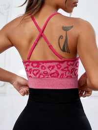 Crisscross Leopard Scoop Neck Active Bra Trandify deal