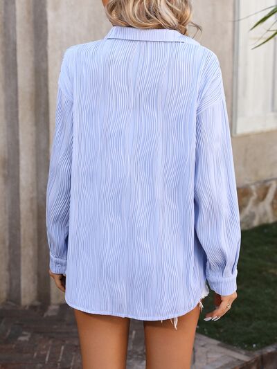 Button Up Dropped Shoulder Shirt Trandify deal
