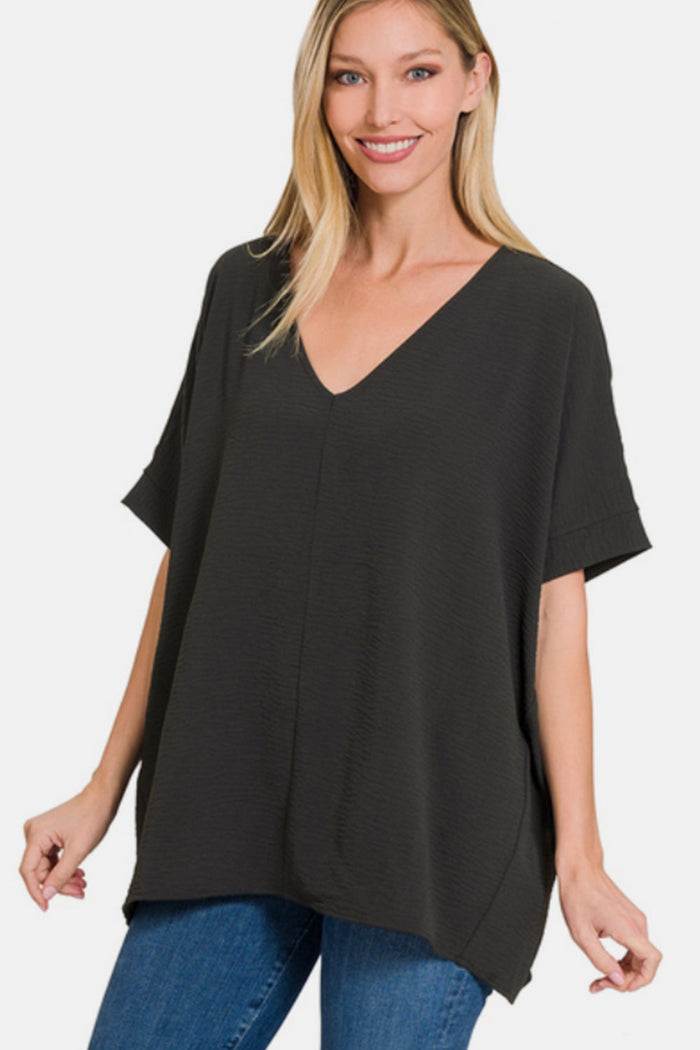 Zenana Full Size V-Neck Short Sleeve Top Trandify deal