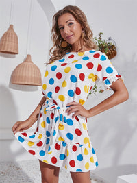 Tied Frill Short Sleeve Mini Dress Trandify deal