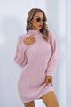 Buttoned Turtleneck Long Sleeve Sweater Dress Trandify deal