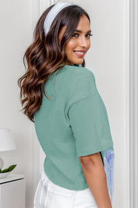 Fringe Round Neck Short Sleeve T-Shirt Trandify deal