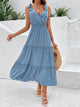 Perfee Tie Shoulder Smocked Waist Sleeveless Tiered Dress Trandify deal