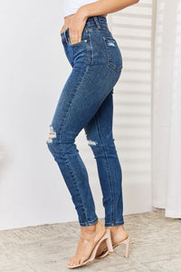 Judy Blue Full Size High Waist Distressed Slim Jeans - Trandify Deal