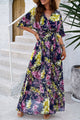 Devine Printed Tied Half Sleeve Slit Dress Trandify deal