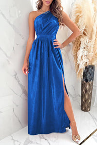 One Shoulder Slit Ruched Maxi Dress Trandify deal