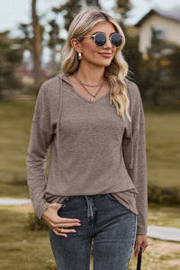 Drawstring Dropped Shoulder Hooded T-Shirt Trandify deal