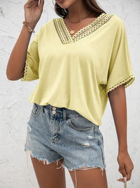 lvy Lane Lace Detail V-Neck T-Shirt Trandify deal