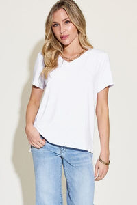 Basic Bae Full Size V-Neck High-Low T-Shirt Trandify deal