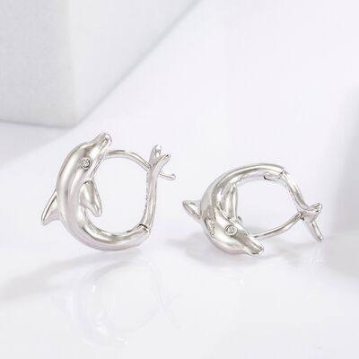 925 Sterling Silver Zircon Dolphin Earrings Trandify deal