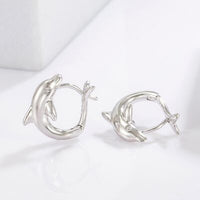 925 Sterling Silver Zircon Dolphin Earrings Trandify deal