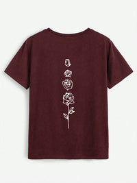Rose Round Neck Short Sleeve T-Shirt Trandify deal