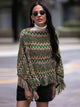 Fringe Hem Boat Neck Poncho Trandify deal