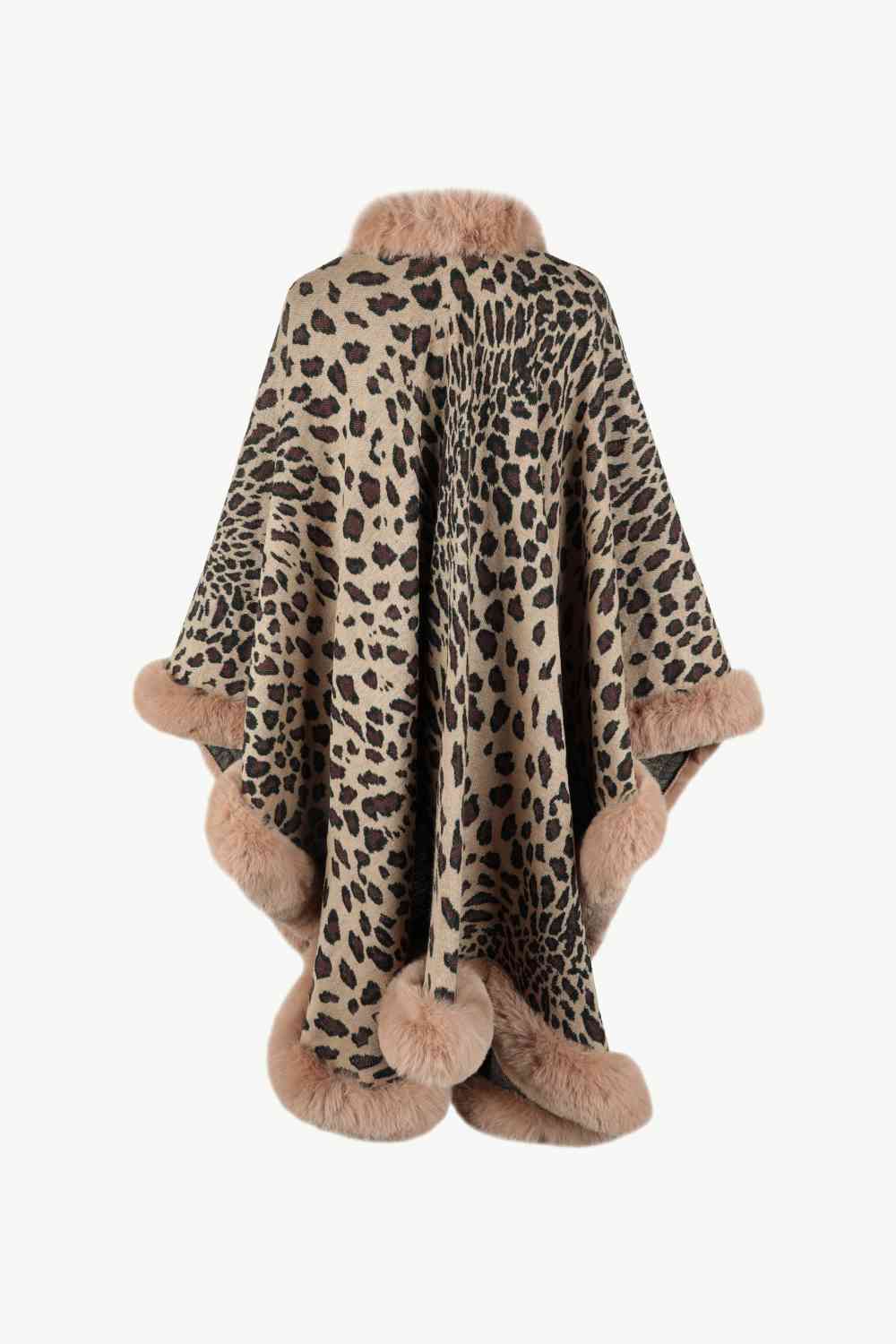 Leopard Open Front Poncho Trandify deal