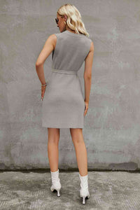 Round Neck Slit Sleeveless Sweater Dress Trandify deal