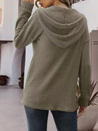Half Button Up Drawstring Hoodie Trandify deal