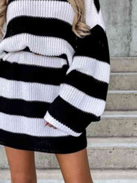 Striped Turtleneck Sweater Dress Trandify deal