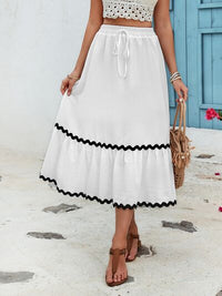 Tied Contrast Trim High Waist Skirt Trandify deal