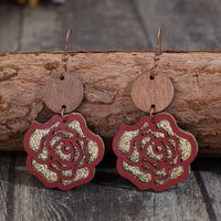 Wooden Alloy Rose Shape Dangle Earrings Trandify deal