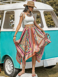 Printed High Waist Handkerchief Hem Skirt Trandify deal
