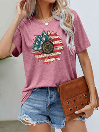US Flag Flower Graphic Tee Trandify deal