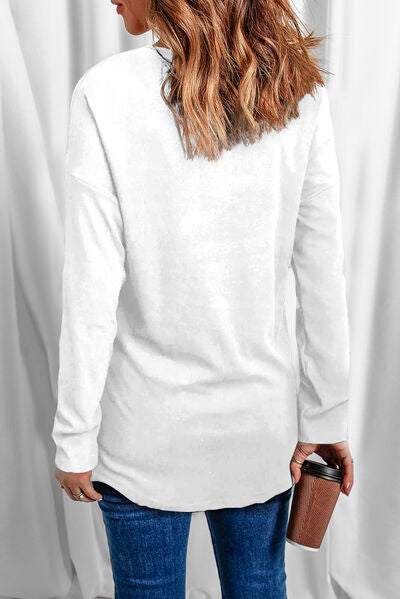 Sequin V-Neck Long Sleeve T-Shirt Trandify deal