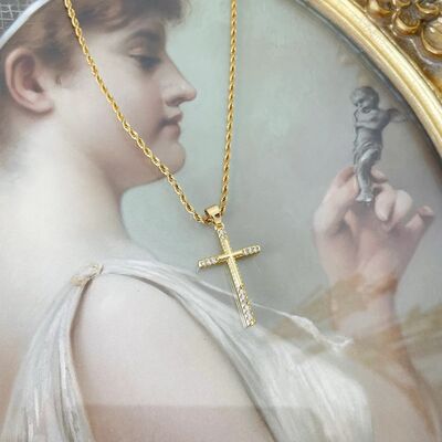 Stainless Steel Inlaid Zircon Cross Necklace Trandify deal