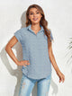 Swiss Dot Button Up Cap Sleeve Shirt Trandify deal