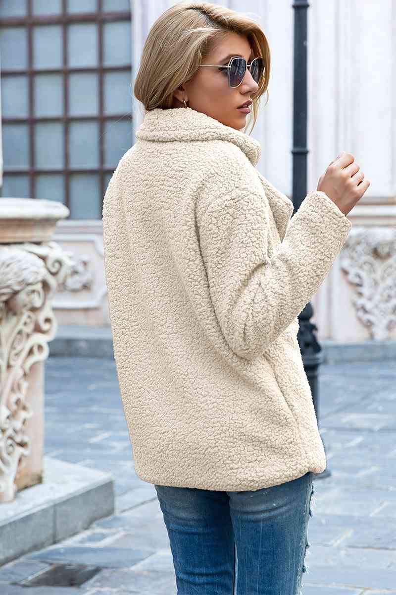 lvy Lane Full Size Lapel Collar Sherpa Coat Trandify deal