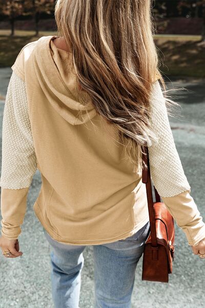 Color Block Dropped Shoulder Hoodie Trandify deal
