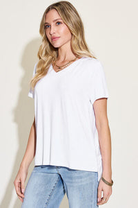 Basic Bae Full Size V-Neck High-Low T-Shirt Trandify deal