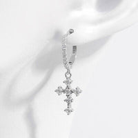 925 Sterling Silver Inlaid Zircon Cross Dangle Earrings Trandify deal