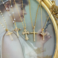 Stainless Steel Inlaid Zircon Cross Necklace Trandify deal