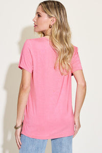 Basic Bae Full Size V-Neck High-Low T-Shirt Trandify deal