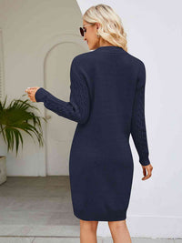 Cable-Knit V-Neck Mini Sweater Dress Trandify deal