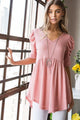 Heimish Full Size Waffle Knit V-Neck Babydoll Top Trandify deal