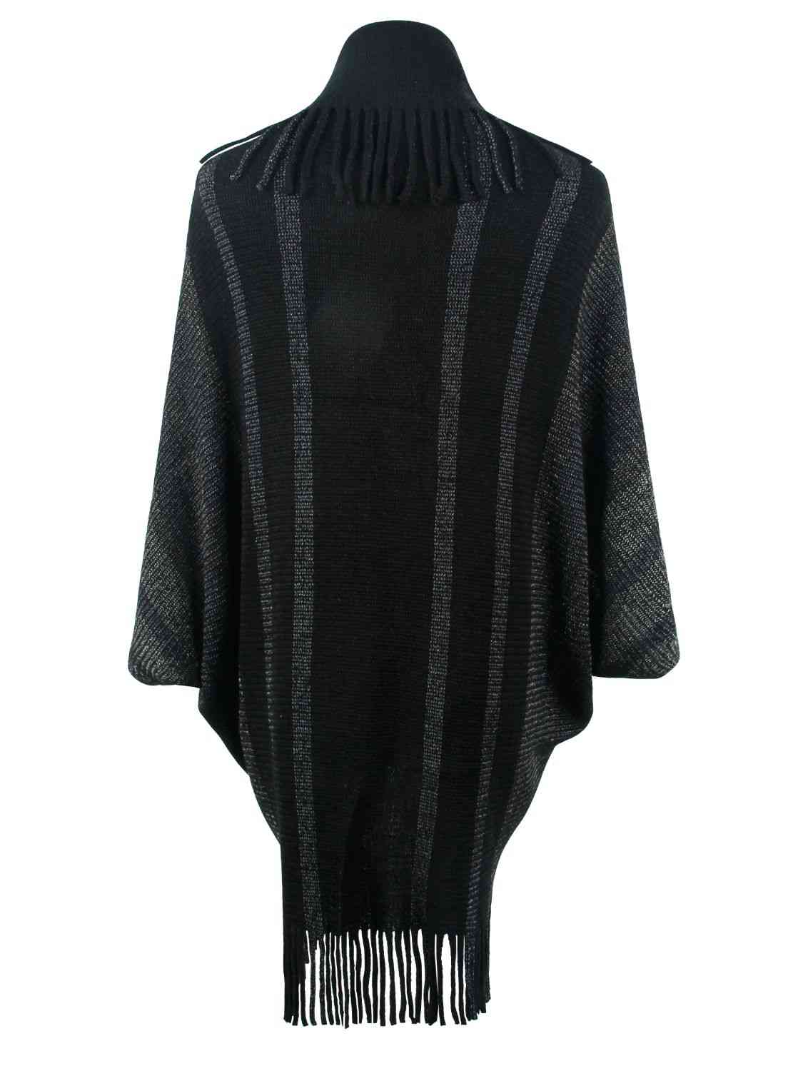Fringe Detail Open Front Poncho Trandify deal