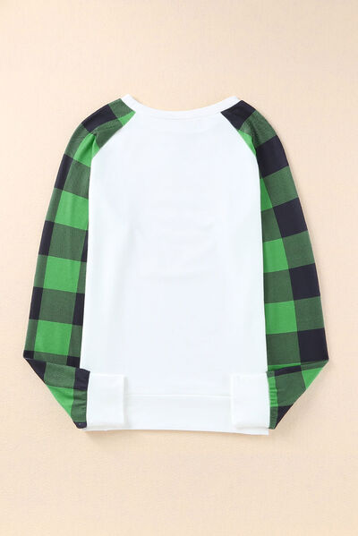 Lucky Clover Sequin Round Neck Sweatshirt Trandify deal